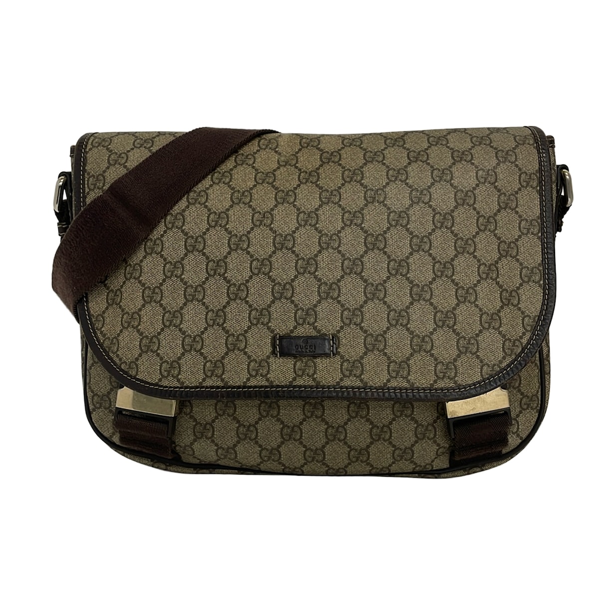 Gucci Gg Plus/Gg Supreme Shoulder Bag 201732 Beige Dark Brown Pvc Leather